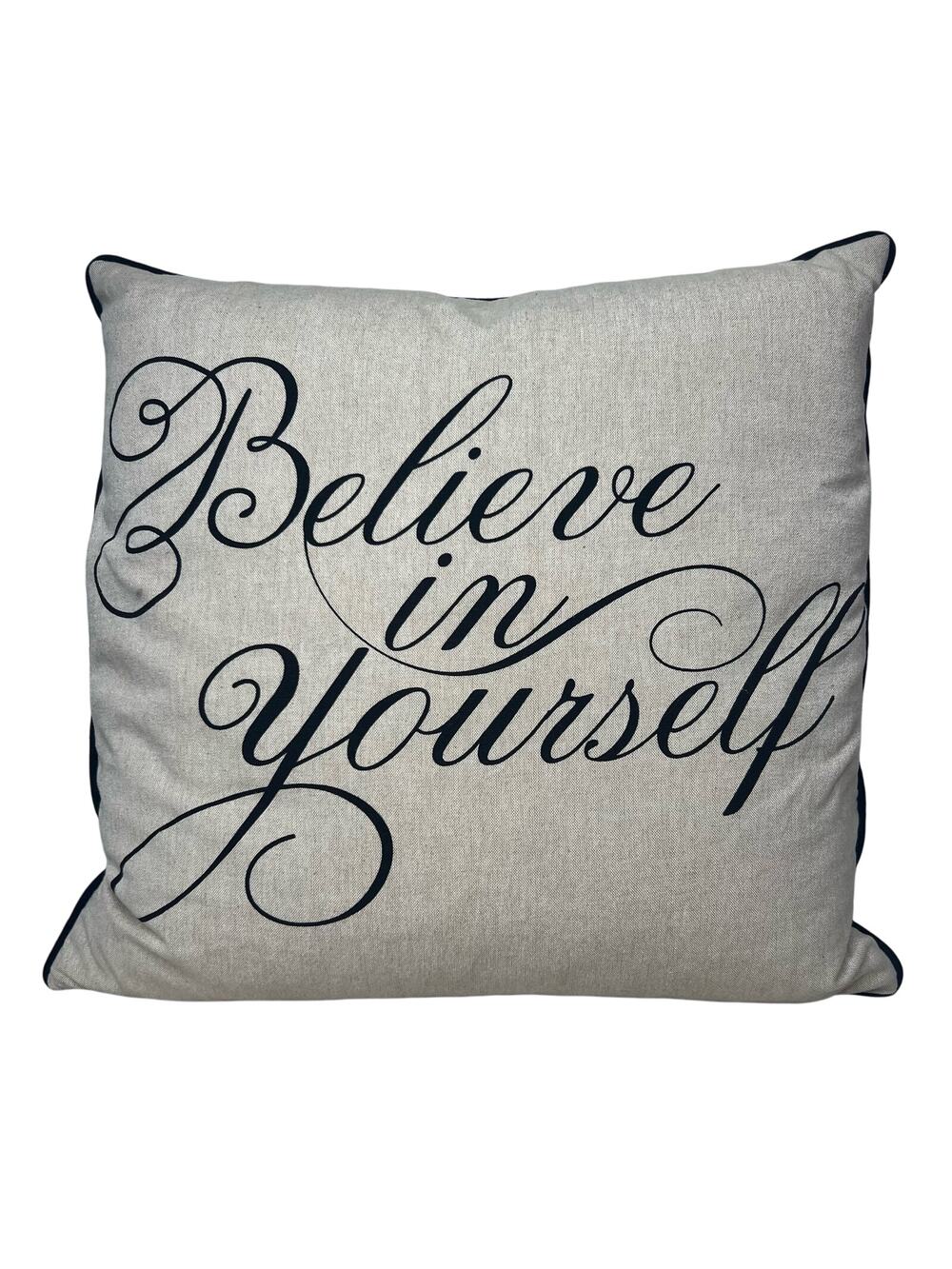 Newport Layton Believe in Yourself Pillow Cotton Linen Look Feather Insert 20x20